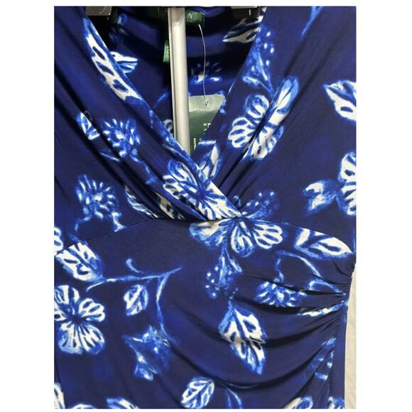 RALPH LAUREN LRL Dress Blue Floral Stretch Jersey Sheath Women's Size 6 - Picture 3 of 6